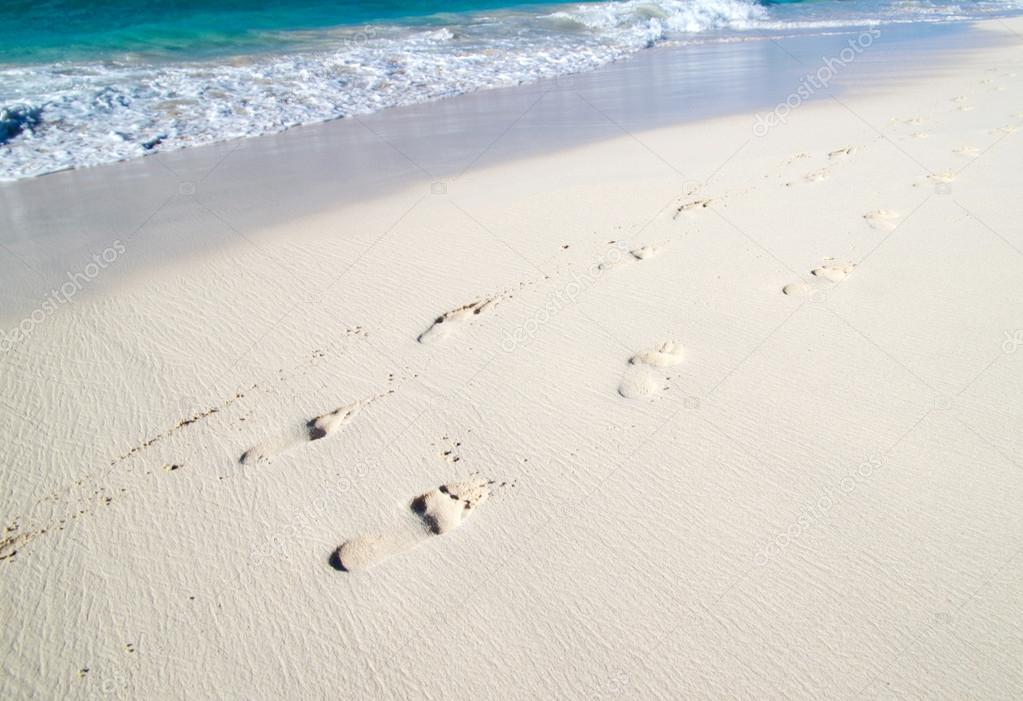 Footprints in beach