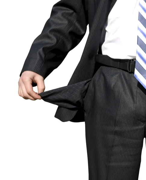 Businessman with empty pocket — Stock Photo, Image