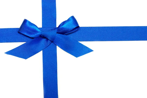 Blue ribbon and bow — Stock Photo, Image