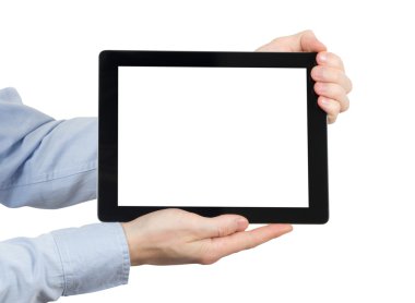 ellerinde tablet bilgisayar