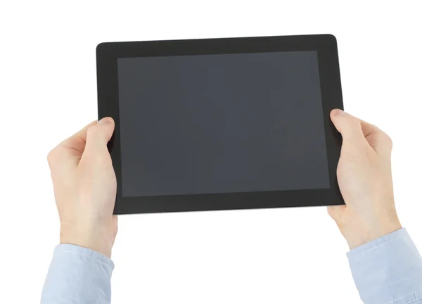 Händer som håller tablet PC — Stockfoto