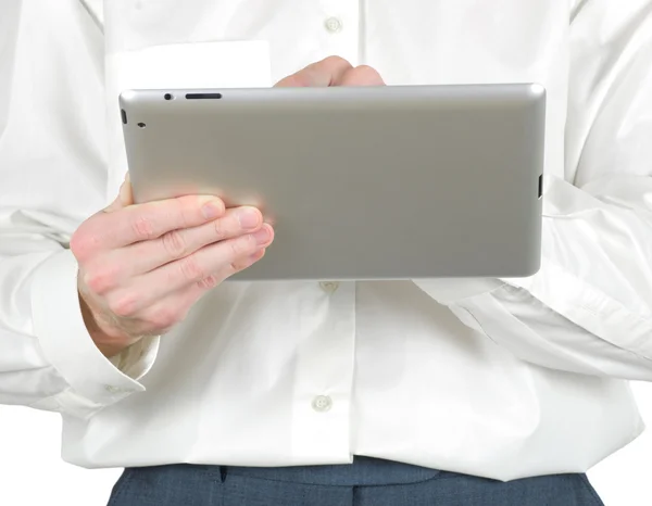 Mãos com computador tablet — Fotografia de Stock