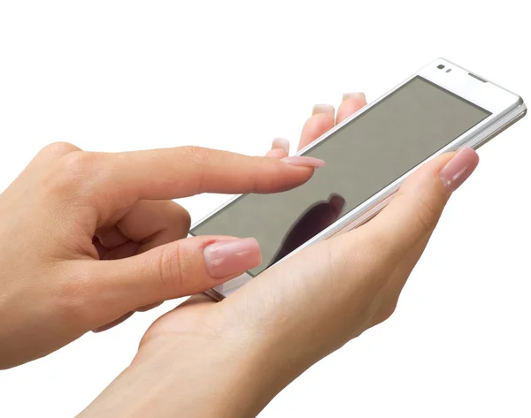 Mão segurando telefone celular — Fotografia de Stock