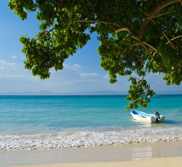 Caribbean Beach en boot — Stockfoto