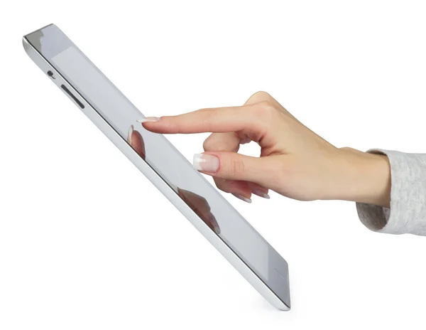 Komputer typu Tablet i ręka — Zdjęcie stockowe