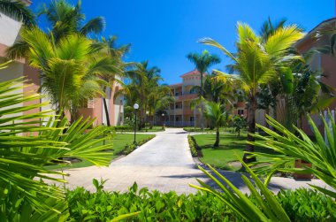 Güzel bahçe çim ile