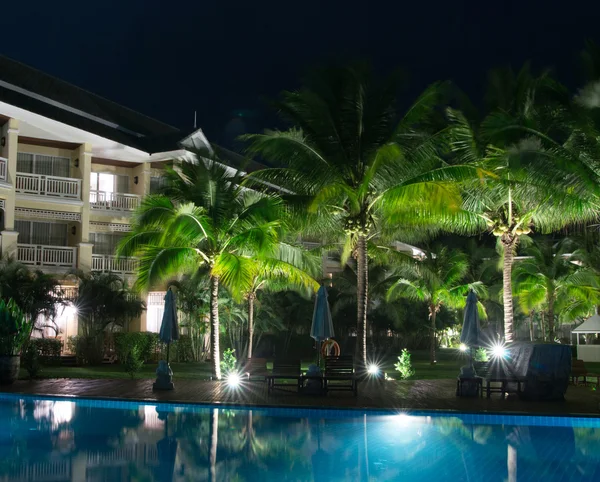 Swimming pool in night illumination — Stock Photo, Image