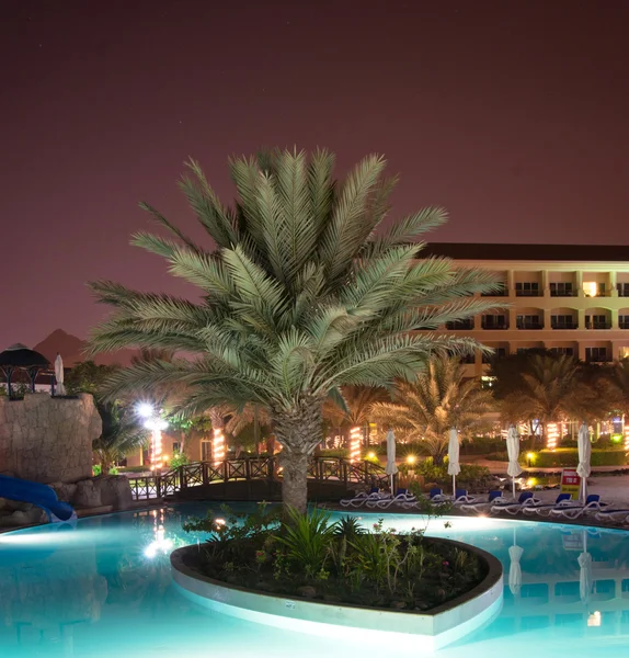 Swimming pool in night illumination — Stock Photo, Image