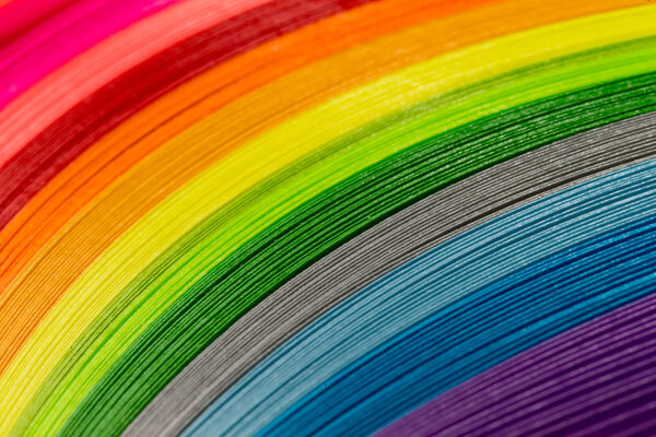 Paper strips in rainbow colors