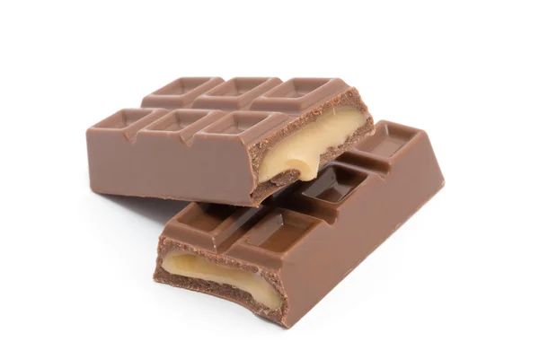 Kousky čokolády, samostatný — Stock fotografie