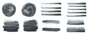 Siyah suluboya. Suluboya kağıt üzerinde soyut boyanmış mürekkep darbeleri.