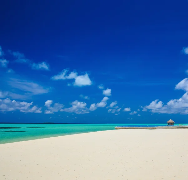 Παραλία στις Μαλδίβες και μπλε λιμνοθάλασσα — Φωτογραφία Αρχείου