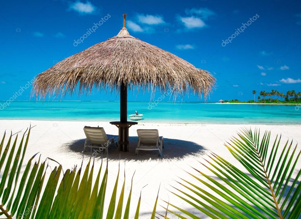 beach in Maldives  and blue lagoon