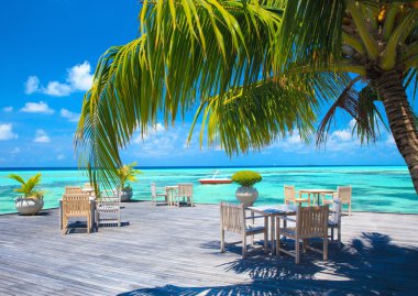 Maldivler 'deki tropik plaj