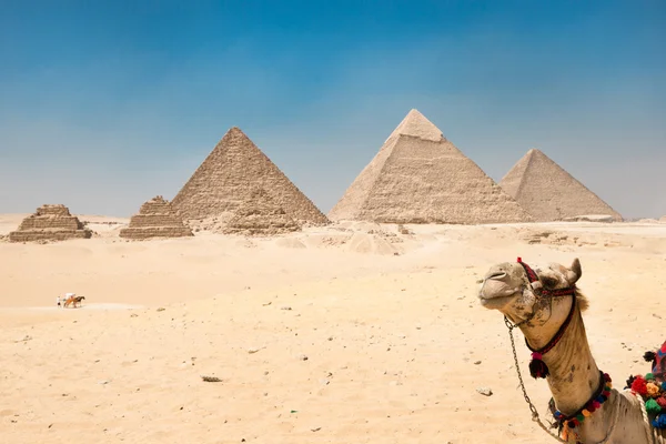 Pyramidy v Gíze v Káhiře, egypt. — Stock fotografie