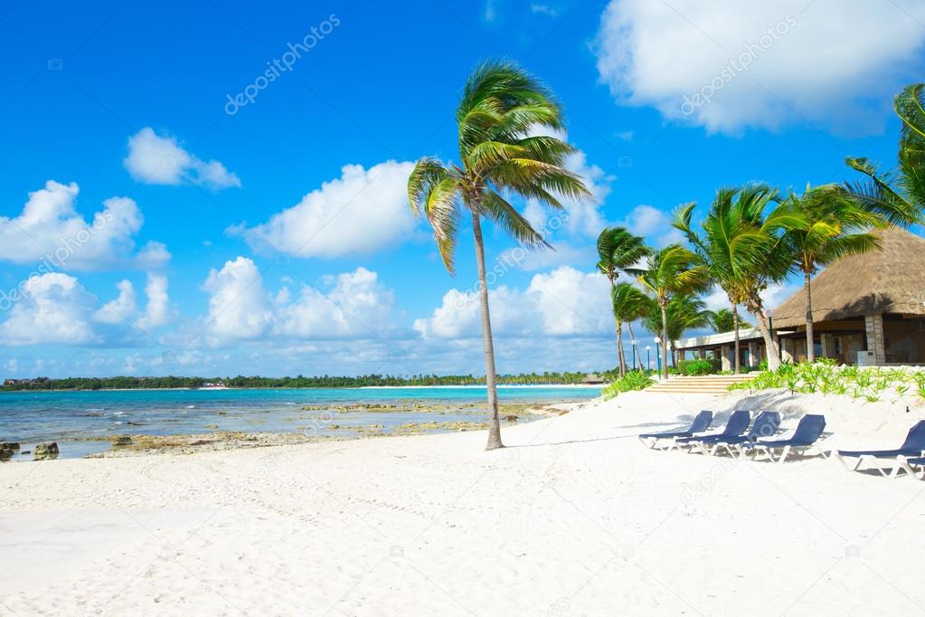 tropical beach near Kukulkan Pyramid