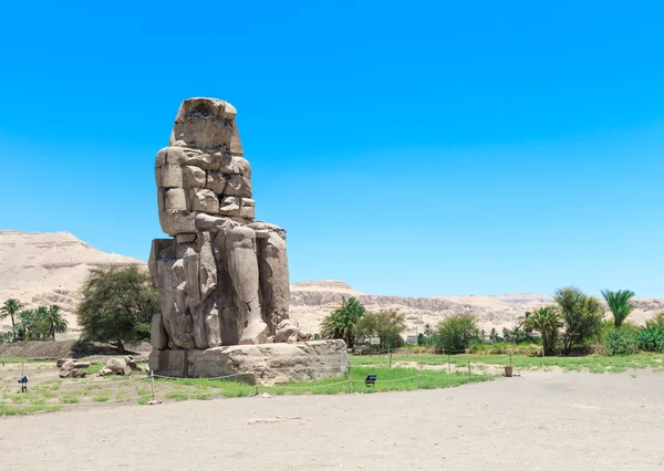 Egipto. Luxor. Los Colosos de Memnon - dos enormes estatuas de piedra —  Fotos de Stock