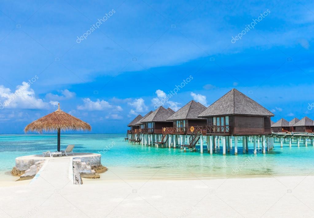 Beach with water bungalows