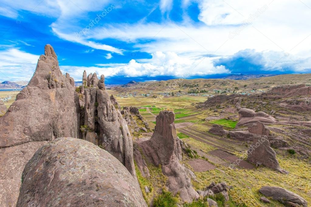 View of Hayu Marca near Puno, Peru