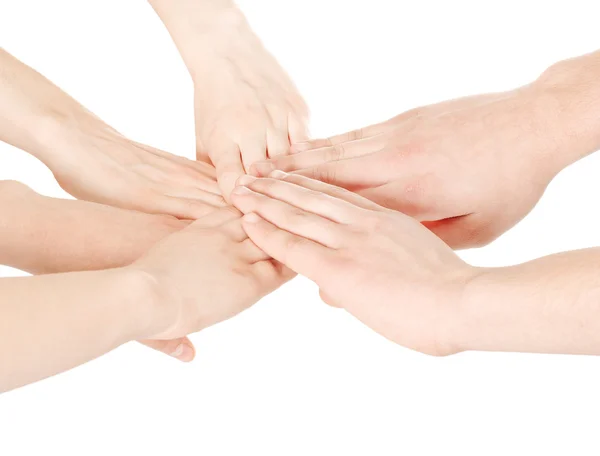 Чоловічі та жіночі об'єднані руки — стокове фото