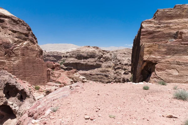 Jordanska öknen på Petra — Stockfoto