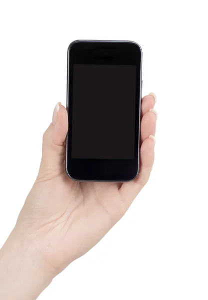 Mobile phone in female hand — Stock Photo, Image