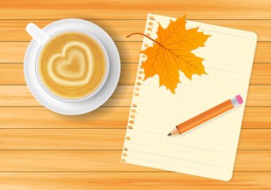 Fincan kahve ve bir kağıt parçası