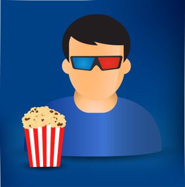 Adam bir kutu patlamış mısır ile