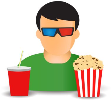 Adam bir kutu patlamış mısır ile