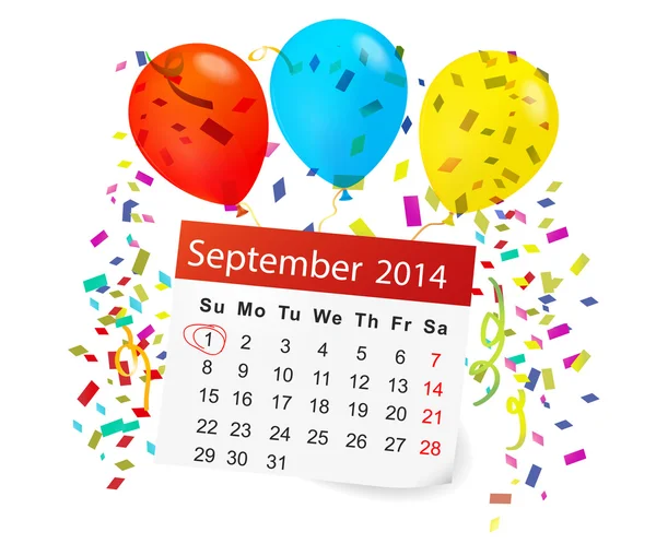 Calendar list with balloons — Stock Vector