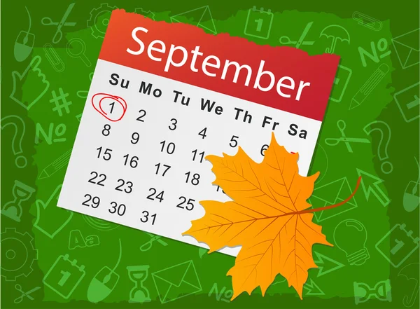 Lijst van de kalender met Herfstblad — Stockvector