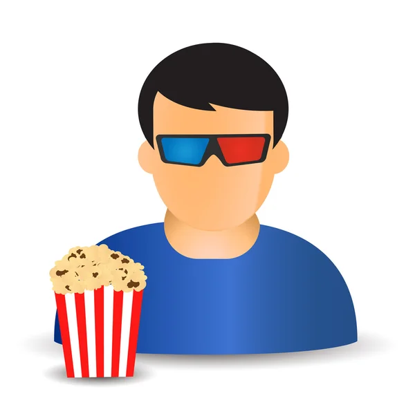 Mann mit einer Schachtel Popcorn — Stockvektor