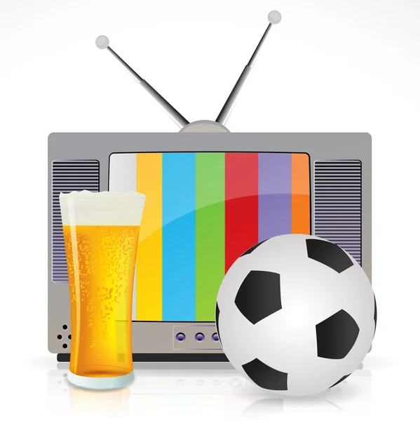 Glass of beer and televisor — Stock Vector