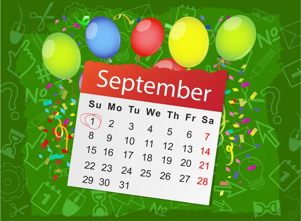 Lijst van de kalender met ballonnen — Stockvector