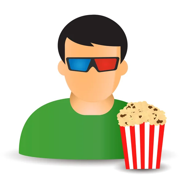 Mann mit einer Schachtel Popcorn — Stockvektor