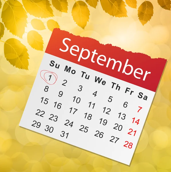 Lijst van de kalender op geel — Stockvector