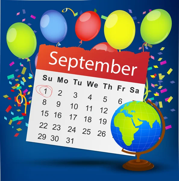 Λίστα ημερολογίου με χρώμα μπαλόνια — Διανυσματικό Αρχείο