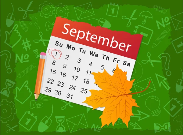 Lijst van de kalender met Herfstblad — Stockvector