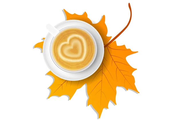 Tasse de café et de feuilles — Image vectorielle