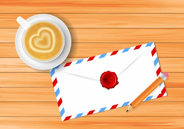 Tasse de café et lettre — Image vectorielle