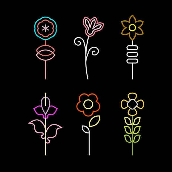 Fleurs au néon Clip Art — Image vectorielle