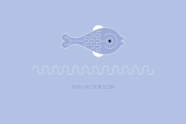 Diseño Plano Icono Vector Pescado Aislado Sobre Fondo Azul — Archivo Imágenes Vectoriales