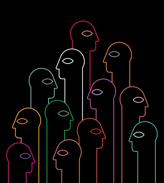 Mensen neon silhouetten — Stockvector