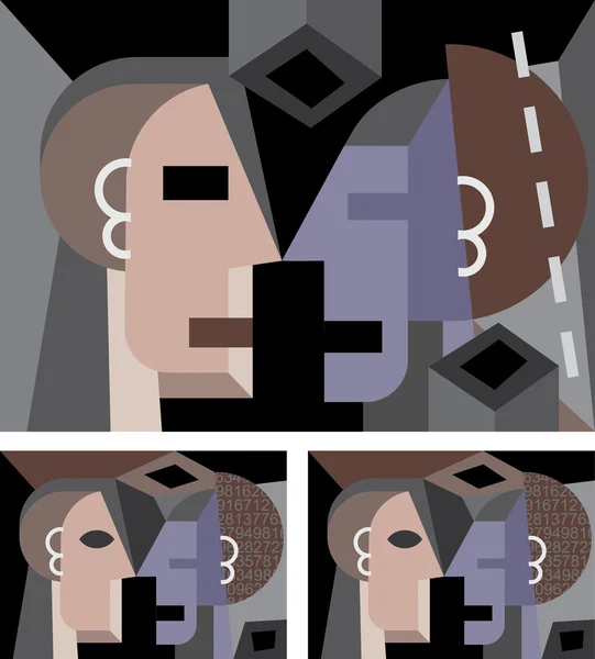 Retrato de cubismo — Vector de stock