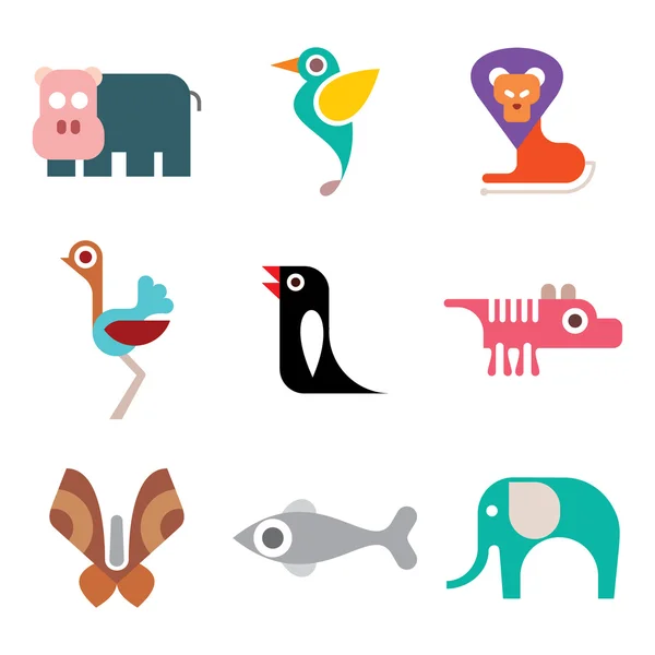 Zoo animal icon set