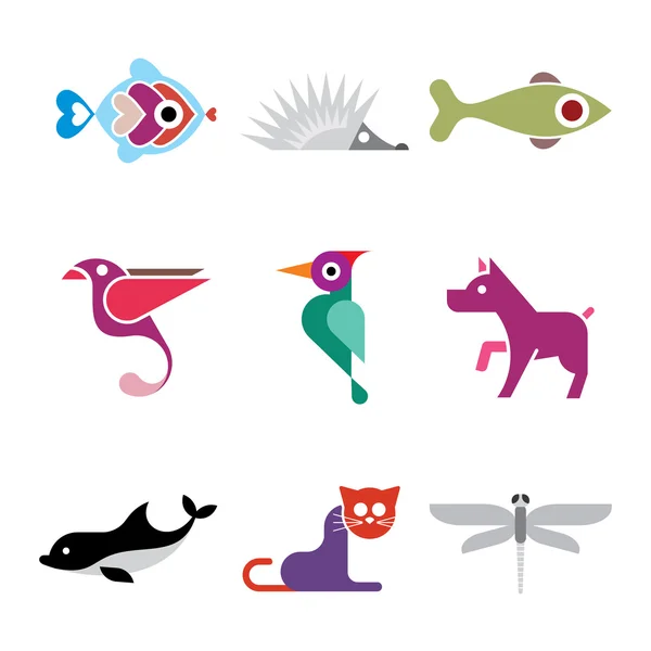 Conjunto de ícones animais — Vetor de Stock