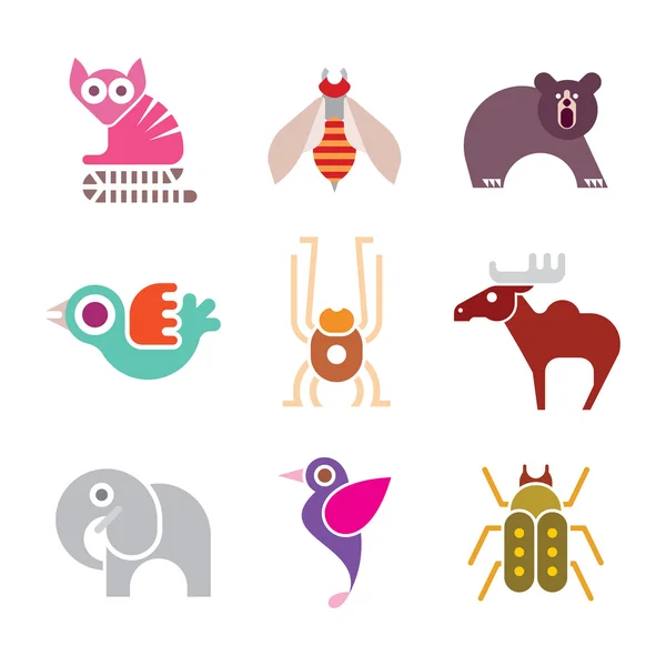 Animal icône ensemble — Image vectorielle