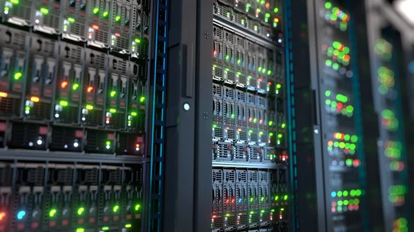 Server in datacenter. Cloud computing data storage 3d rendering