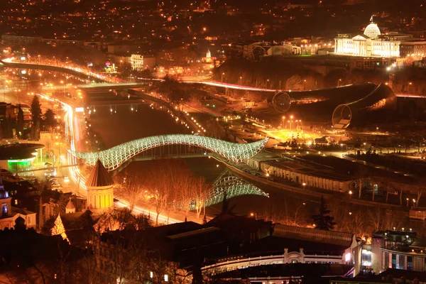 Nocna panorama Tbilisi Zdjęcia Stockowe bez tantiem