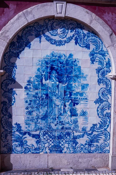 Alte Azulejo Fliesen Garten Des Estoi Palastes Algarve Portugal — Stockfoto
